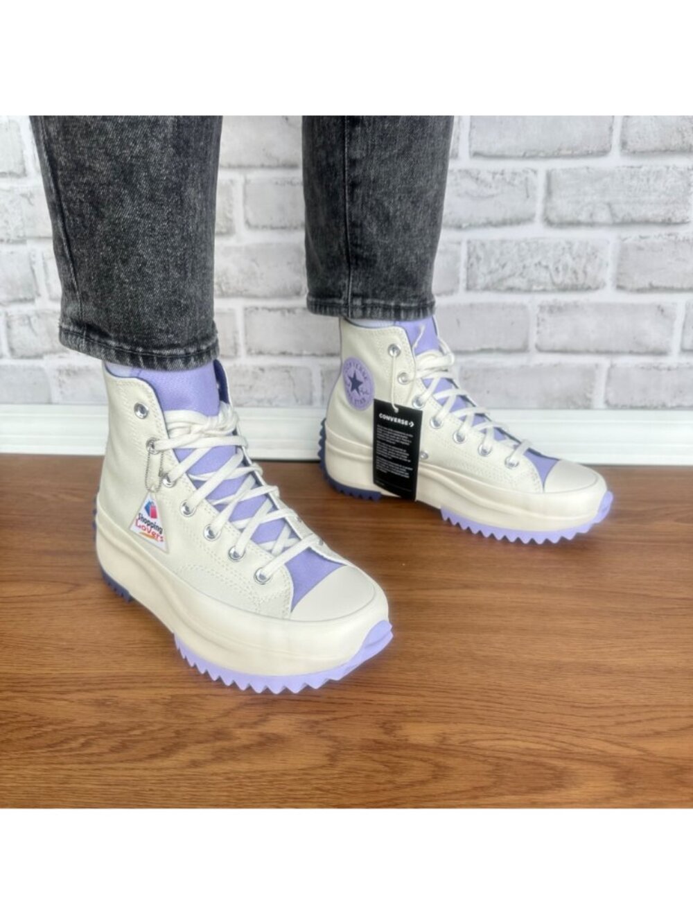 ⭐Converse Run Star Hike Hi Platform 7.5 Women Shoes Sneakes Beige Purple A16188C - Picture 3 of 14